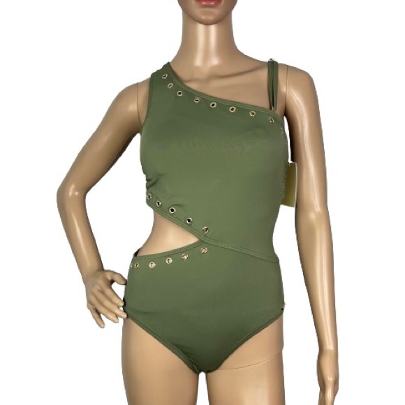 NEW MICHAEL MICHAEL KORS GREEN ONE-PIECE SWIMSUIT - Picture 1 of 6